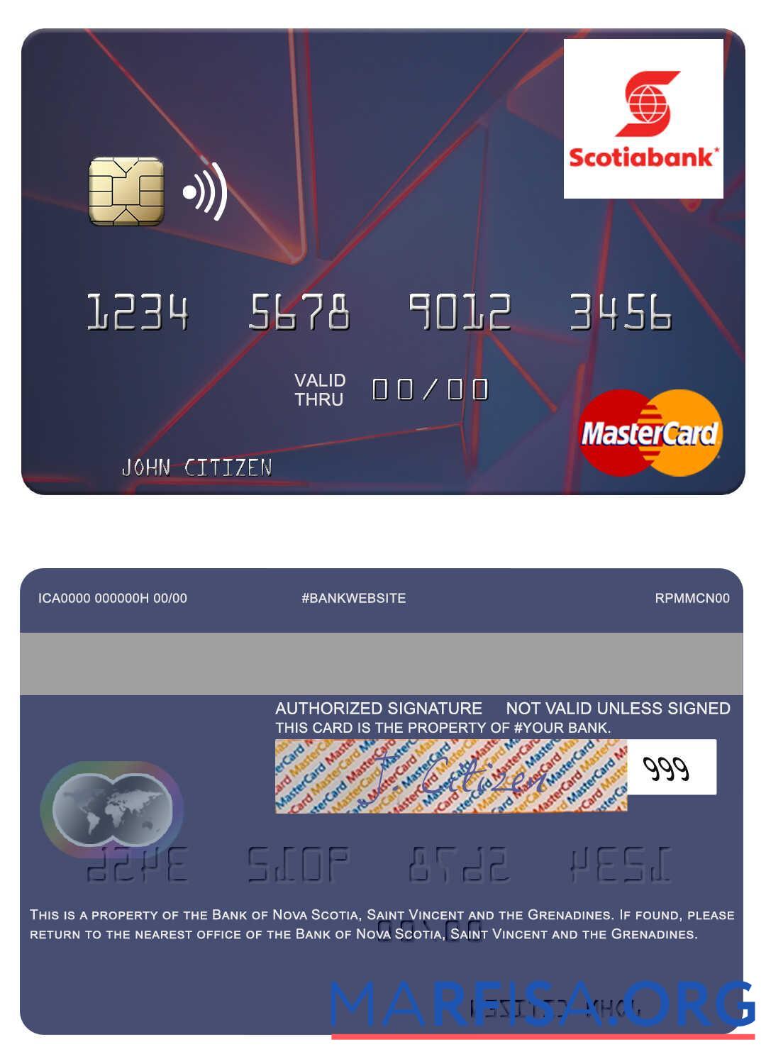 Downloadable Saint Vincent and the Grenadines Bank of Nova Scotia mastercard example